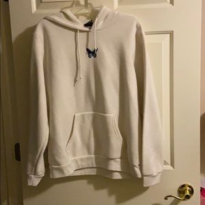 BUTTERFLY EMBROIDERED FLEECE HOODIE